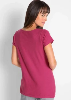 bonprix Shirts & Tops|Nachhaltigere Materialien^T-Shirt aus reiner Bio-Baumwolle beerenrot graphisch bedruckt