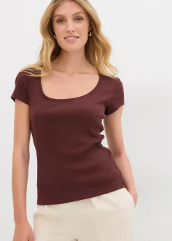 bonprix Nachhaltigere Materialien|Shirts & Tops^T-Shirt aus reiner Bio-Baumwolle terrabraun