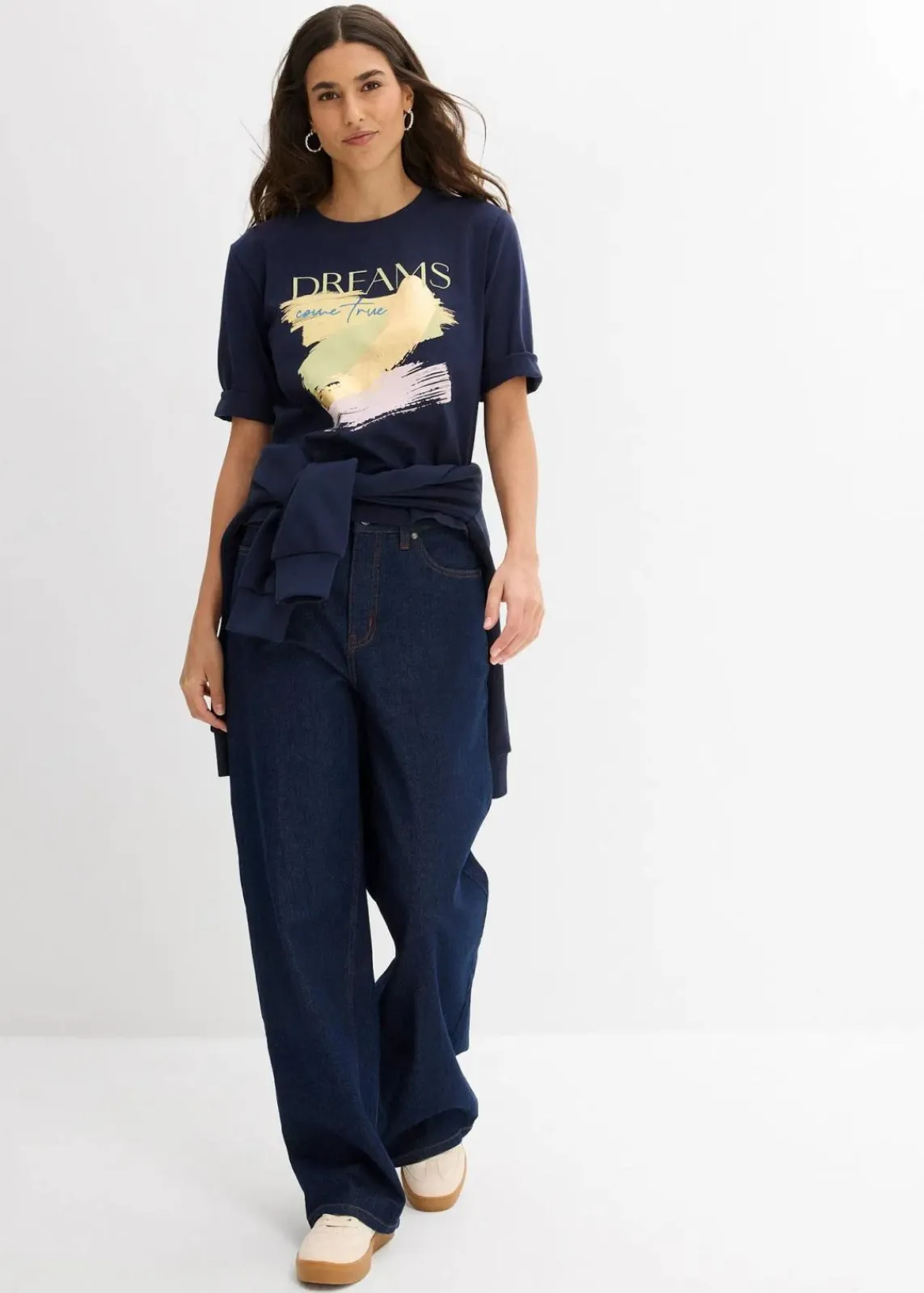 bonprix Nachhaltigere Materialien|Shirts & Tops^T-Shirt aus reiner Bio-Baumwolle dunkelblau graphisch bedruckt