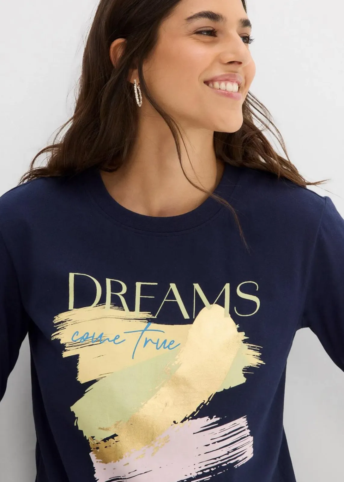 bonprix Nachhaltigere Materialien|Shirts & Tops^T-Shirt aus reiner Bio-Baumwolle dunkelblau graphisch bedruckt