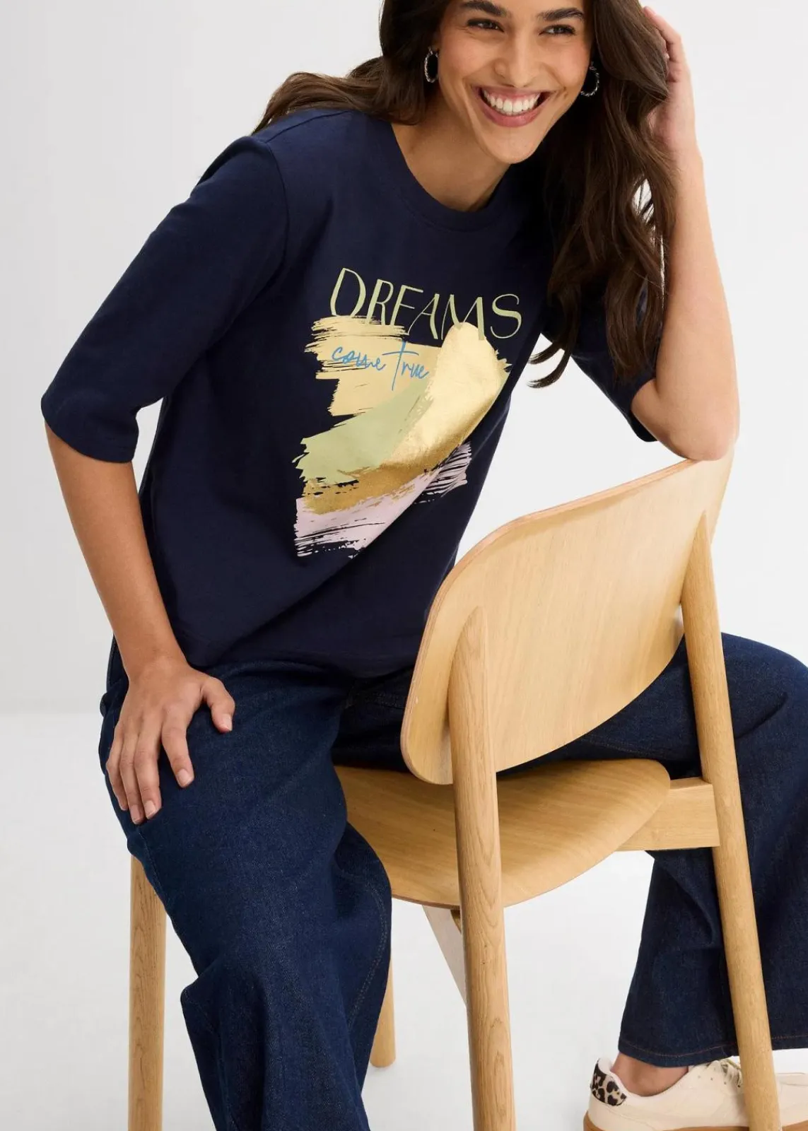 bonprix Nachhaltigere Materialien|Shirts & Tops^T-Shirt aus reiner Bio-Baumwolle dunkelblau graphisch bedruckt