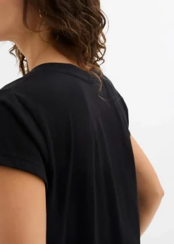 bonprix Bekleidung·Röcke|Nachhaltigere Materialien^T-Shirt aus reiner Bio-Baumwolle (2er Pack) schwarz/weiß