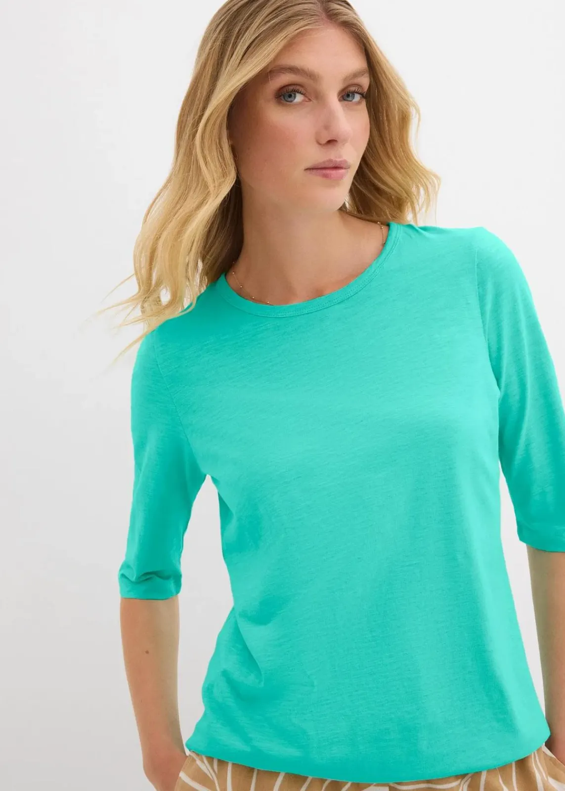 bonprix Bekleidung·Röcke|Basics^T-Shirt aus reiner Bio-Baumwolle, (2er Pack) mentholblau/natur