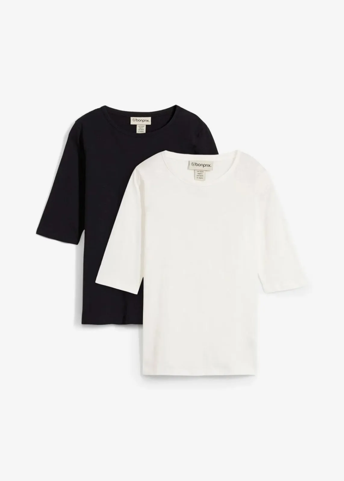 bonprix Nachhaltigere Materialien|Shirts & Tops^T-Shirt aus reiner Bio-Baumwolle, (2er Pack) schwarz/wollweiß