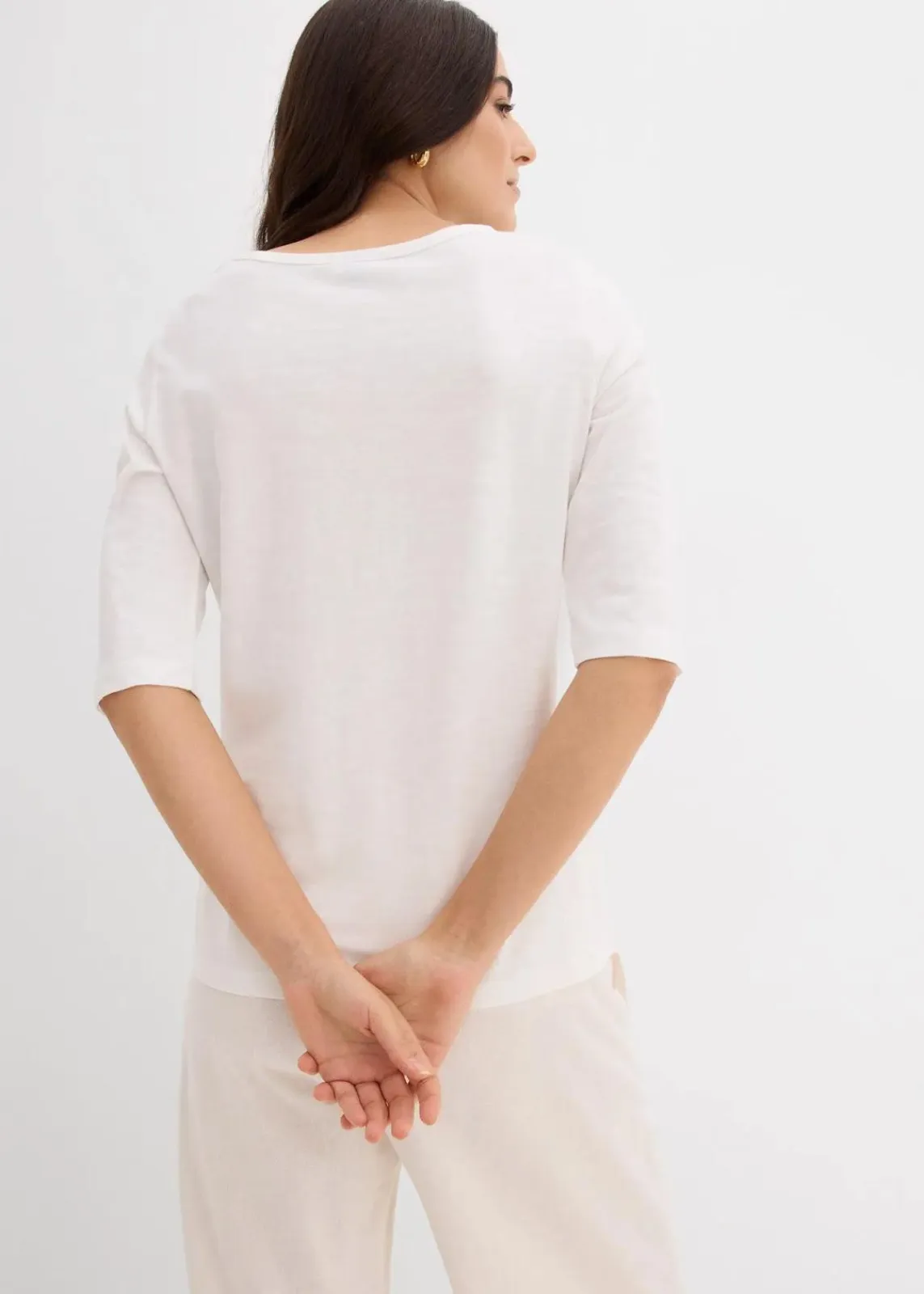 bonprix Nachhaltigere Materialien|Shirts & Tops^T-Shirt aus reiner Bio-Baumwolle, (2er Pack) schwarz/wollweiß