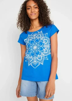 bonprix Shirts & Tops|Nachhaltigere Materialien^T-Shirt aus reiner Bio-Baumwolle azurblau graphisch bedruckt