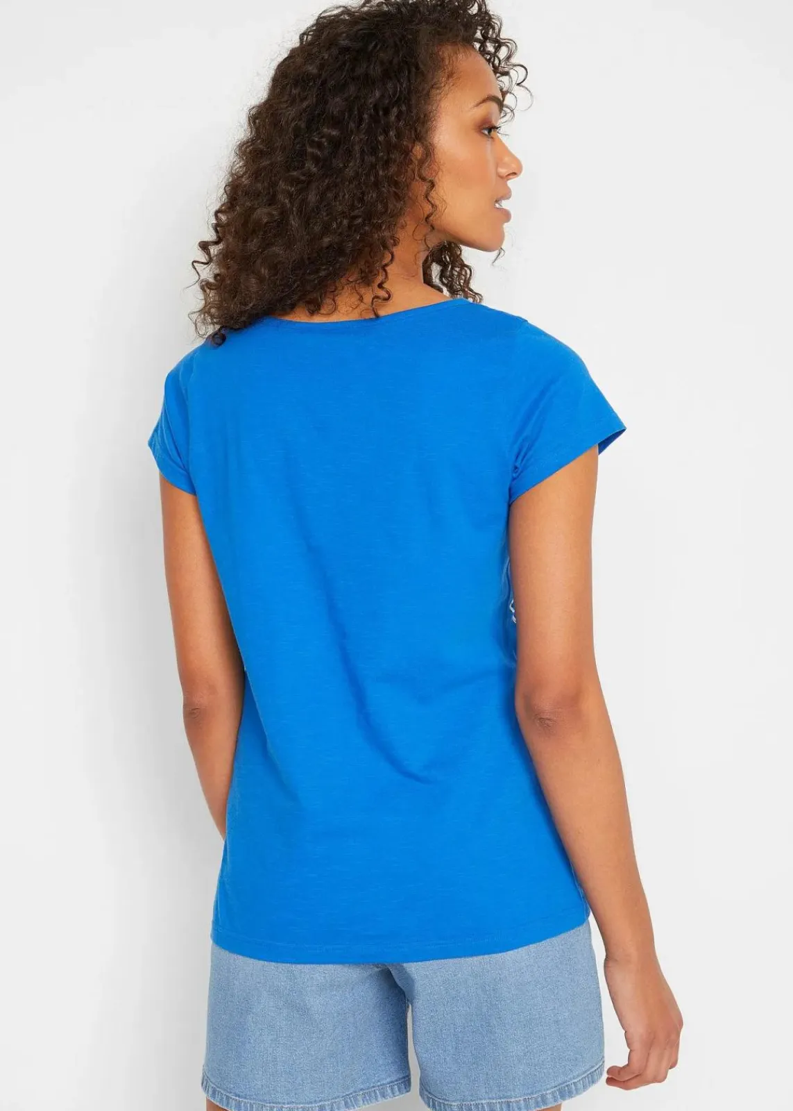 bonprix Shirts & Tops|Nachhaltigere Materialien^T-Shirt aus reiner Bio-Baumwolle azurblau graphisch bedruckt