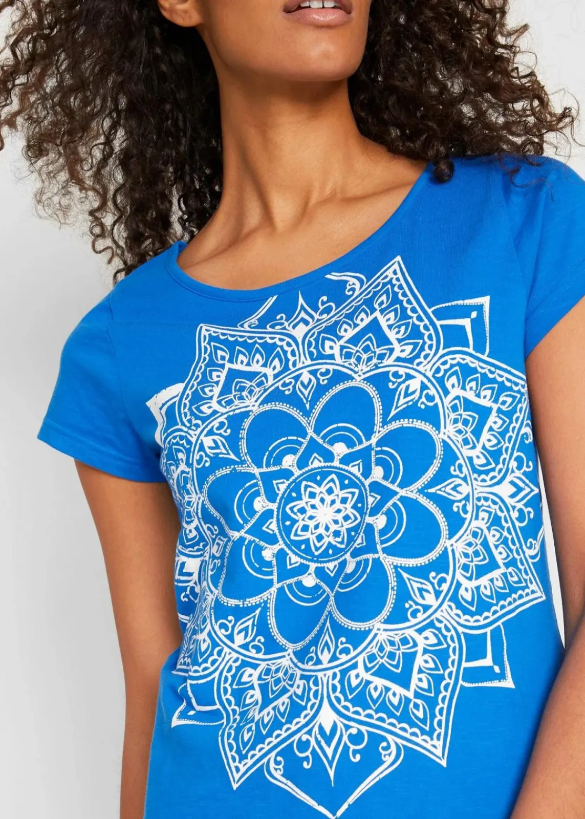 bonprix Shirts & Tops|Nachhaltigere Materialien^T-Shirt aus reiner Bio-Baumwolle azurblau graphisch bedruckt