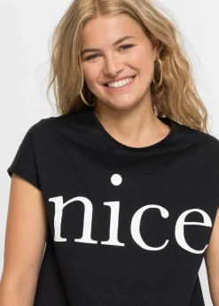 bonprix Shirts & Tops^T-Shirt aus reiner Bio-Baumwolle schwarz/weiß