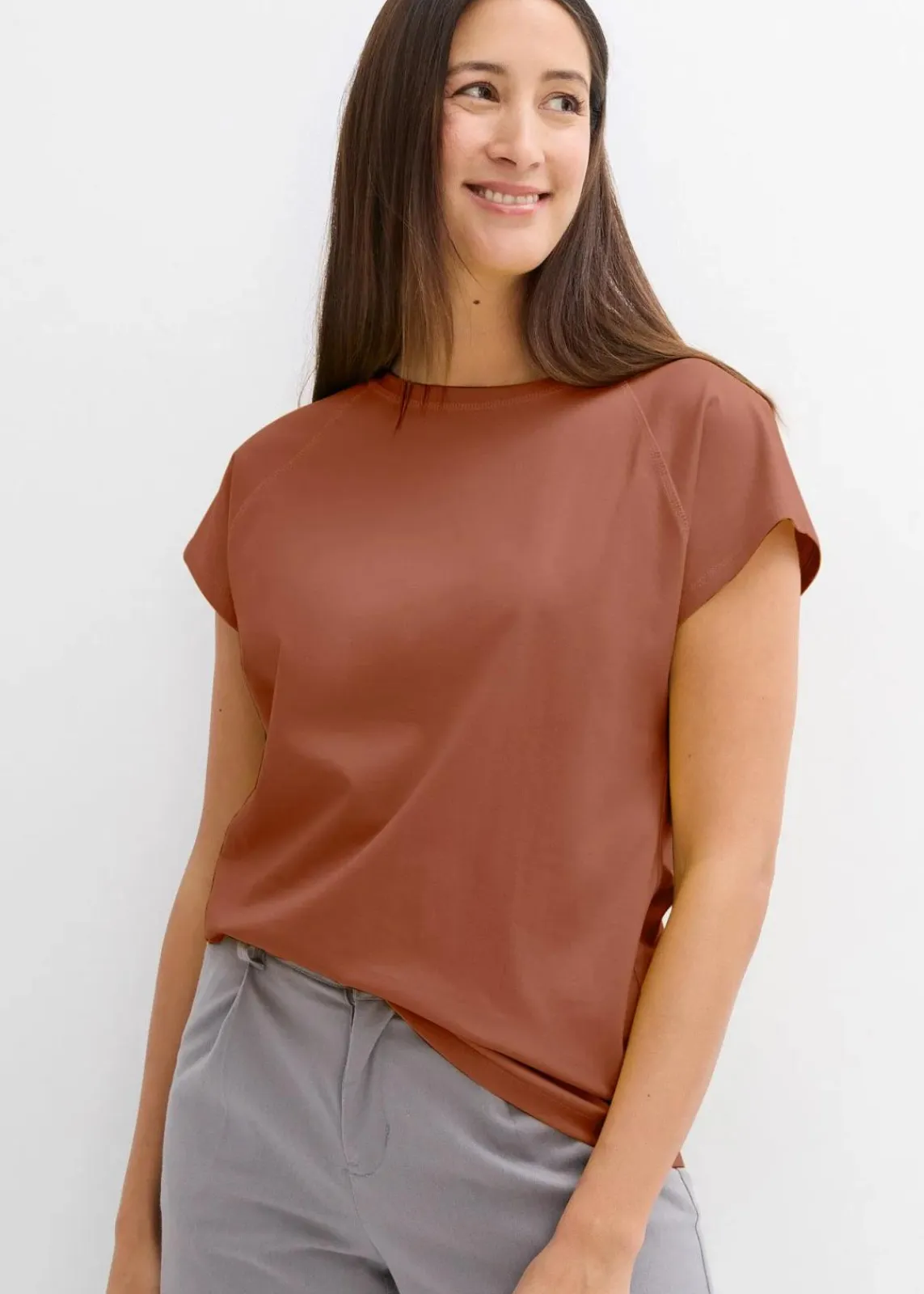 bonprix Nachhaltigere Materialien|Shirts & Tops^T-Shirt aus reiner Bio-Baumwolle ziegelbraun