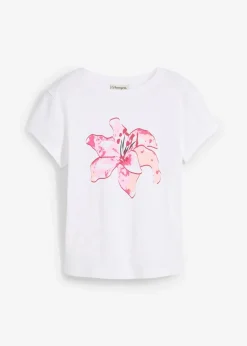 bonprix Shirts & Tops|Nachhaltigere Materialien^T-Shirt aus reiner Bio-Baumwolle weiß/kristallrosa bedruckt