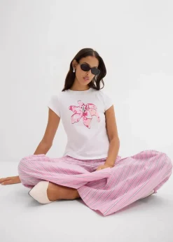 bonprix Shirts & Tops|Nachhaltigere Materialien^T-Shirt aus reiner Bio-Baumwolle weiß/kristallrosa bedruckt