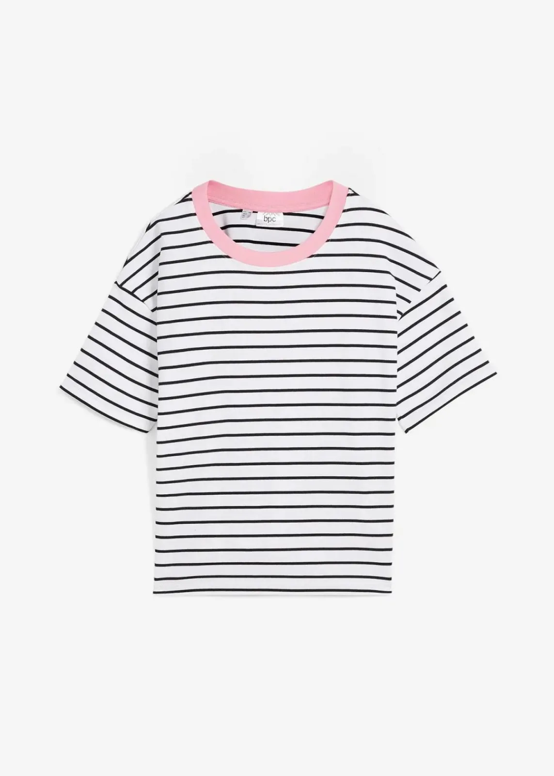 bonprix Nachhaltigere Materialien|Shirts & Tops^T-Shirt aus reiner Bio-Baumwolle weiß/schwarz/rosa gestreift