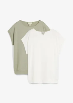 bonprix Bekleidung·Röcke|Basics^T-Shirt aus reiner Bio-Baumwolle (2er Pack) seegras/wollweiß