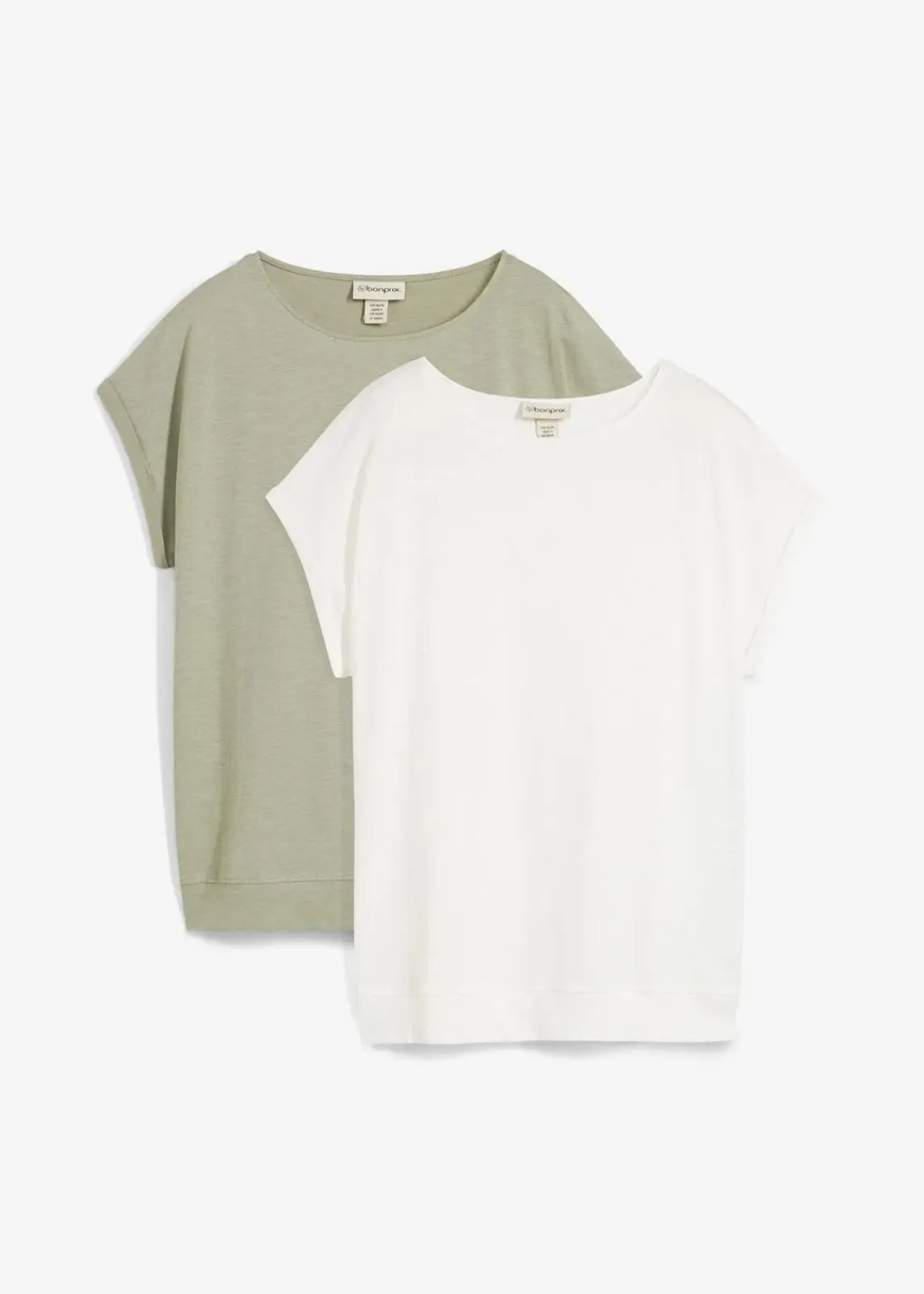 bonprix Bekleidung·Röcke|Basics^T-Shirt aus reiner Bio-Baumwolle (2er Pack) seegras/wollweiß