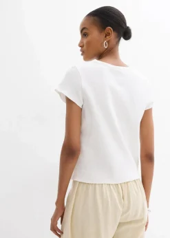 bonprix Shirts & Tops|Nachhaltigere Materialien^T-Shirt aus reiner Bio-Baumwolle weiß/chillirot