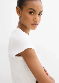 bonprix Shirts & Tops|Nachhaltigere Materialien^T-Shirt aus reiner Bio-Baumwolle weiß/chillirot