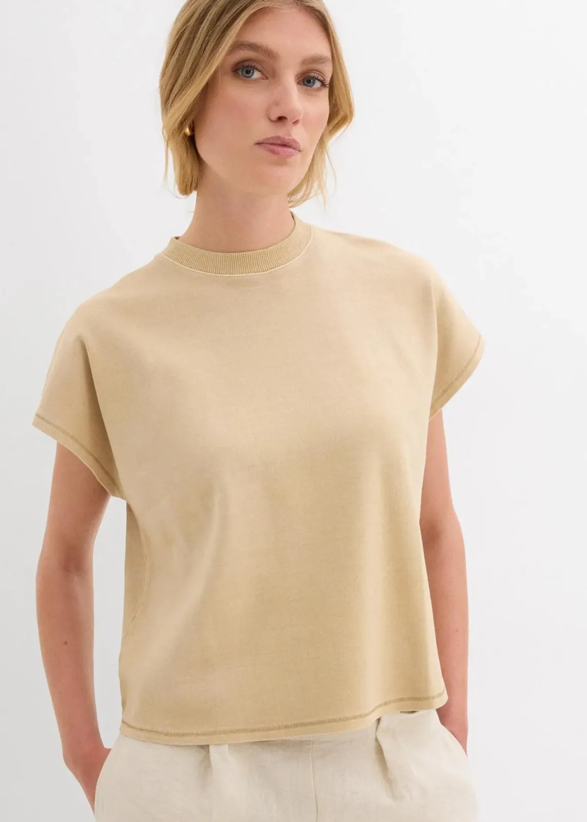bonprix Nachhaltigere Materialien|Shirts & Tops^T-Shirt aus reiner Bio-Baumwolle new beige