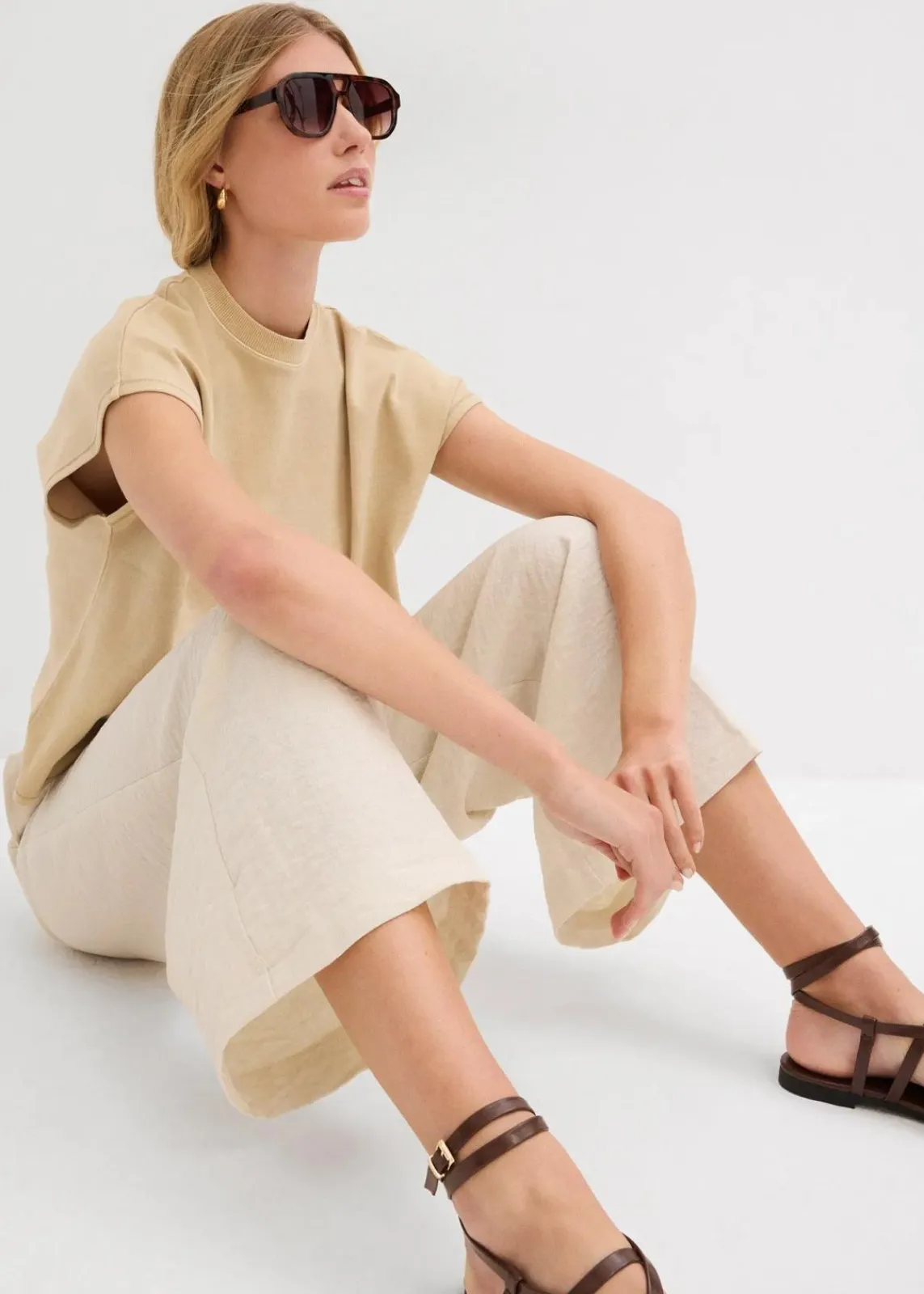 bonprix Nachhaltigere Materialien|Shirts & Tops^T-Shirt aus reiner Bio-Baumwolle new beige