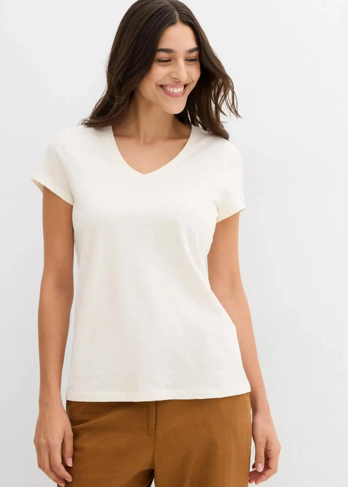 bonprix Nachhaltigere Materialien|Shirts & Tops^T-Shirt aus reiner Bio-Baumwolle (2er Pack) zitrusgelb/cremeweiß