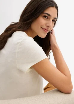 bonprix Nachhaltigere Materialien|Shirts & Tops^T-Shirt aus reiner Bio-Baumwolle (2er Pack) zitrusgelb/cremeweiß