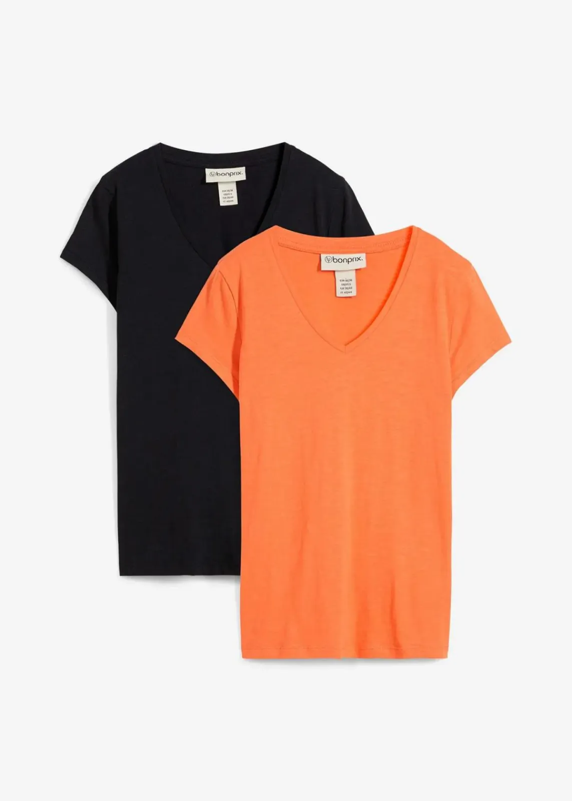 bonprix Nachhaltigere Materialien|Shirts & Tops^T-Shirt aus reiner Bio-Baumwolle (2er Pack) schwarz/mango