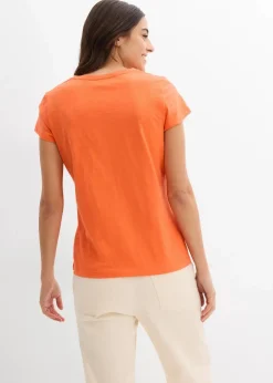 bonprix Nachhaltigere Materialien|Shirts & Tops^T-Shirt aus reiner Bio-Baumwolle (2er Pack) schwarz/mango