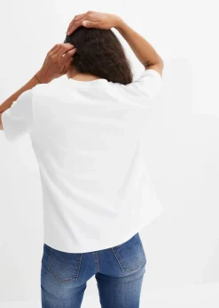 bonprix Shirts & Tops|Basics^T-Shirt aus reiner schwerer Bio-Baumwolle weiß