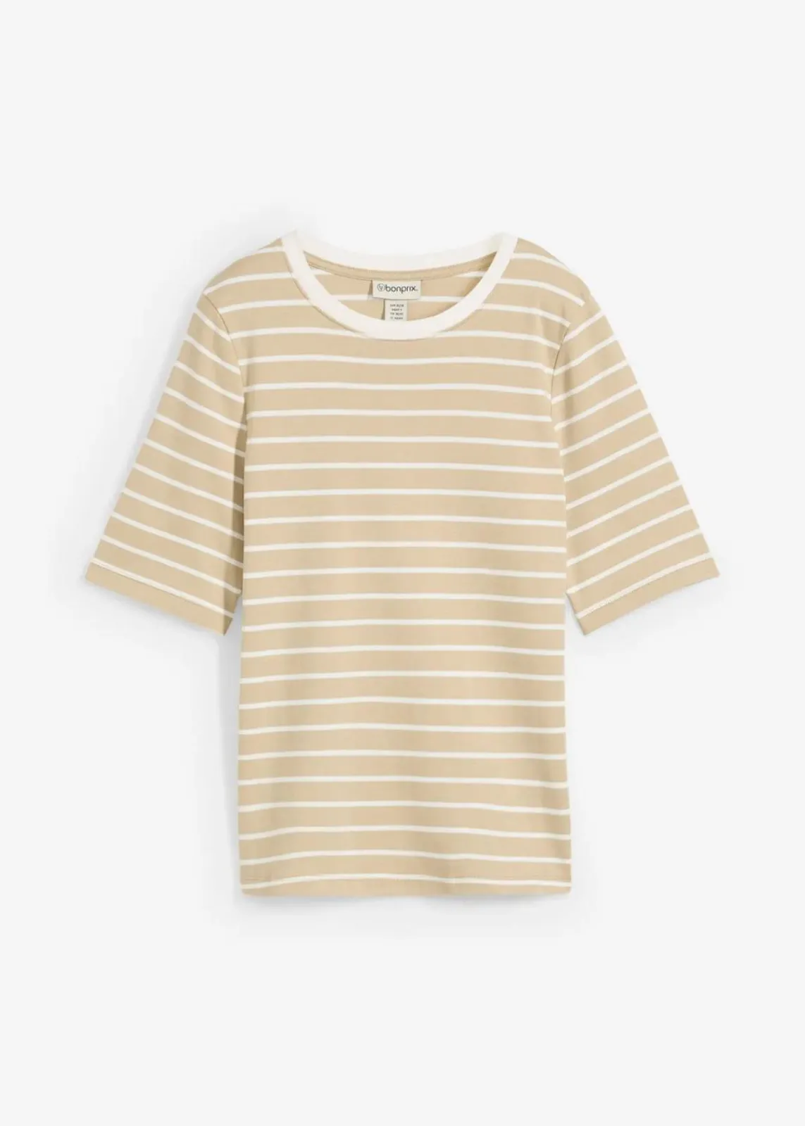bonprix Nachhaltigere Materialien|Shirts & Tops^T-Shirt aus schwerer Bio-Baumwolle rauchkhaki/wollweiß gestreift