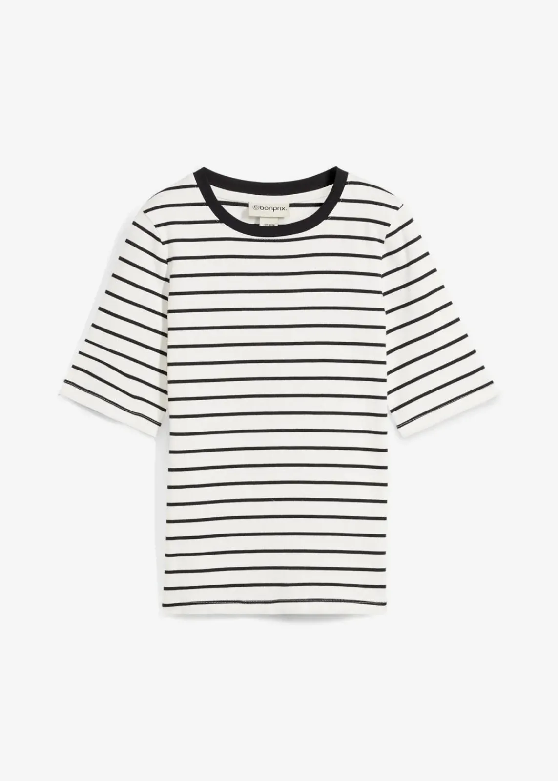 bonprix Bekleidung·Röcke|Basics^T-Shirt aus schwerer Bio-Baumwolle wollweiß/schwarz gestreift