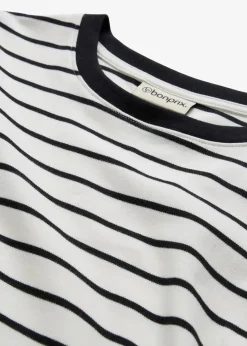 bonprix Bekleidung·Röcke|Basics^T-Shirt aus schwerer Bio-Baumwolle wollweiß/schwarz gestreift