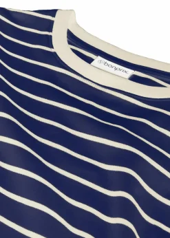 bonprix Nachhaltigere Materialien|Shirts & Tops^T-Shirt aus schwerer Bio-Baumwolle dunkelblau/wollweiß gestreift