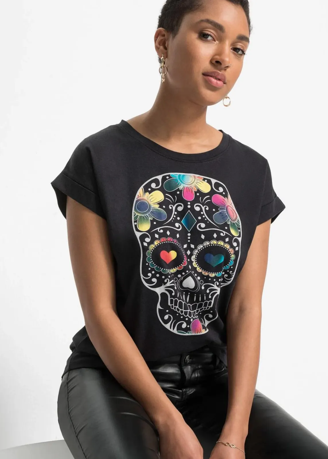 bonprix Shirts & Tops^T-Shirt aus softem Viskose-Mix schwarz bedruckt