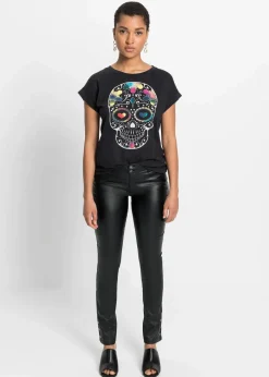 bonprix Shirts & Tops^T-Shirt aus softem Viskose-Mix schwarz bedruckt