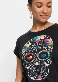 bonprix Shirts & Tops^T-Shirt aus softem Viskose-Mix schwarz bedruckt