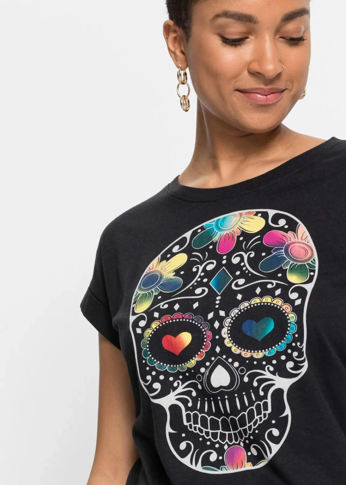 bonprix Shirts & Tops^T-Shirt aus softem Viskose-Mix schwarz bedruckt