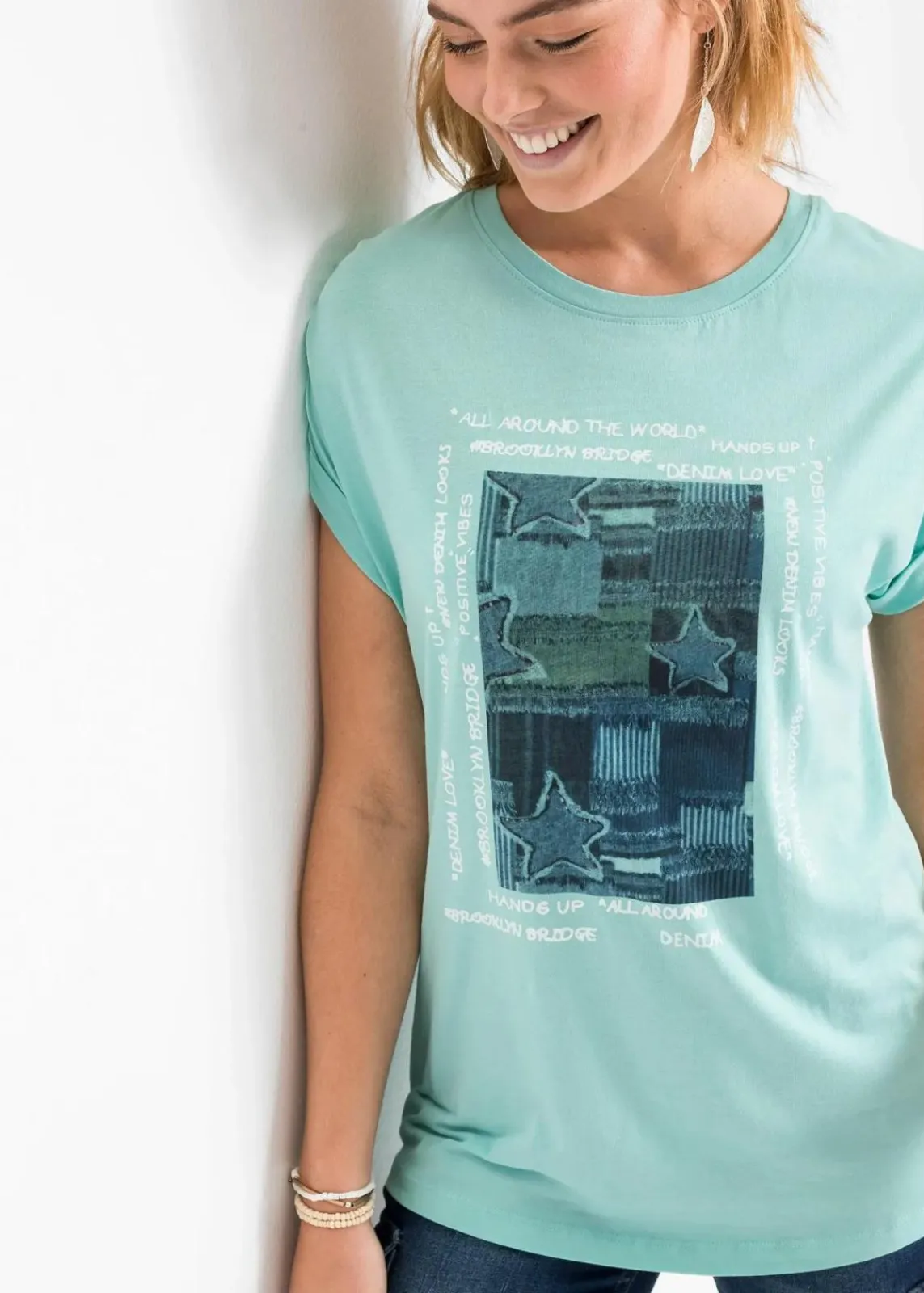 bonprix Shirts & Tops^T-Shirt aus softem Viskose-Mix aquapastell