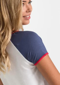 bonprix Shirts & Tops|Nachhaltigere Materialien^T-Shirt aus softer Viskose weiß/rot/indigo bedruckt