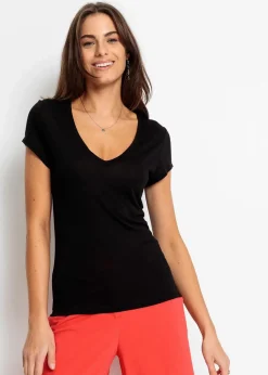 bonprix Basics|Shirts & Tops^T-Shirt aus softer Viskose schwarz