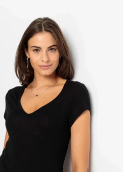 bonprix Basics|Shirts & Tops^T-Shirt aus softer Viskose schwarz