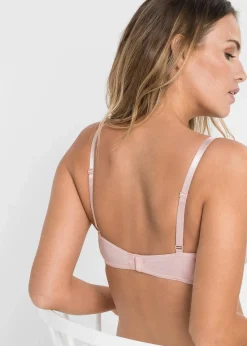 bonprix Große Cups D-H|Nachhaltigere Materialien^T-Shirt BH mit Bügel aus Bio-Baumwolle (3er Pack) dunkelblau + weiß + perlrosa