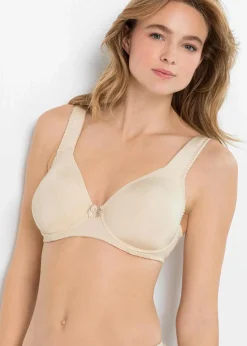 bonprix Große Cups D-H|Bhs^T-Shirt BH mit Bügel und Glanzeffekt (2er Pack) mattbraun + sandbeige
