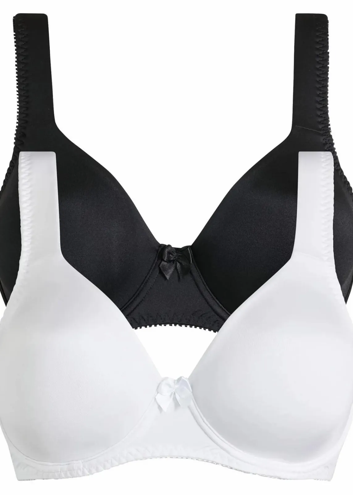 bonprix Große Cups D-H|Bhs^T-Shirt BH mit Bügel und Glanzeffekt (2er Pack) schwarz + weiß