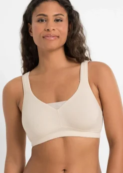 bonprix Bhs|Baumwollunterwäsche^T-Shirt BH ohne Bügel mit Baumwolle (2er Pack) sandbeige + braun