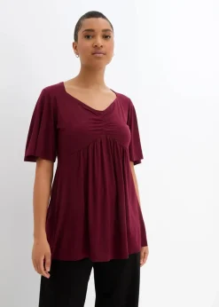 bonprix Nachhaltigere Materialien|Shirts & Tops^T-Shirt in A-Linie, kurzarm ahornrot