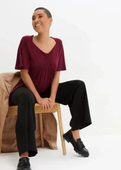 bonprix Nachhaltigere Materialien|Shirts & Tops^T-Shirt in A-Linie, kurzarm ahornrot