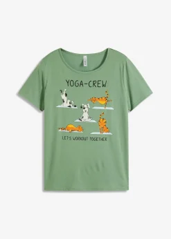 bonprix Shirts & Tops^T-Shirt mit Druck piniengrün bedruckt