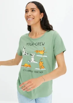 bonprix Shirts & Tops^T-Shirt mit Druck piniengrün bedruckt