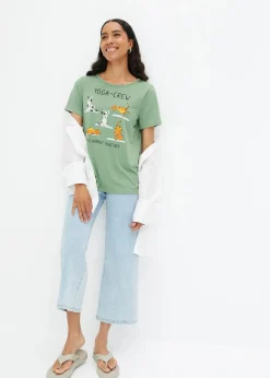 bonprix Shirts & Tops^T-Shirt mit Druck piniengrün bedruckt