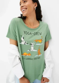bonprix Shirts & Tops^T-Shirt mit Druck piniengrün bedruckt